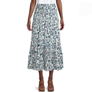 Faith & Zoe Floral Print Tiered Skirt Pull-on Elasticized Waist Size XL